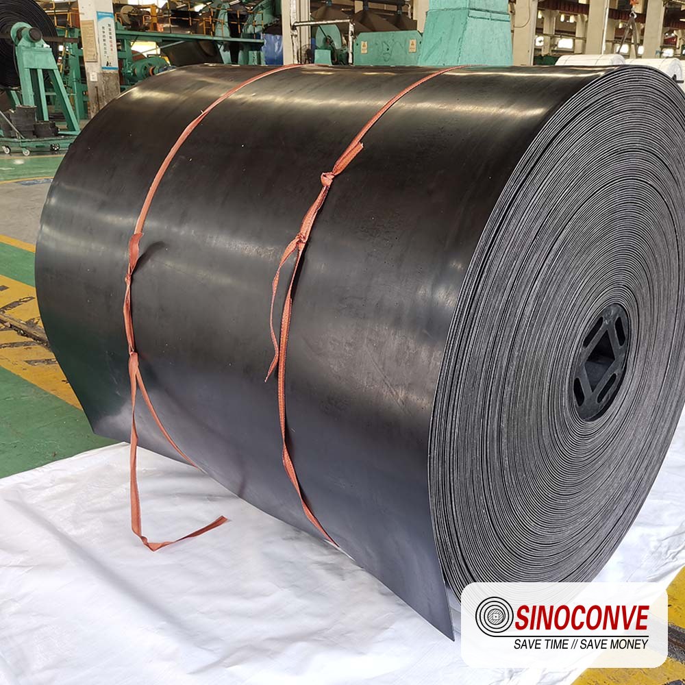 heavy duty rubber conveyor belt roll with thick abrasion resistant cover ready for despatch