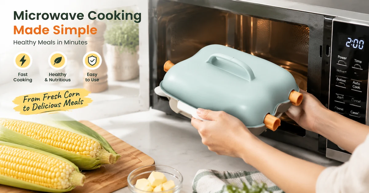 Microwave corn cooker kitchen gadget scene