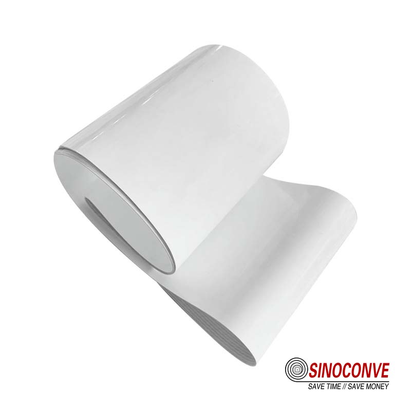 White food grade PVC conveyor belt for a hygienic conveyor belt on a food packaging line