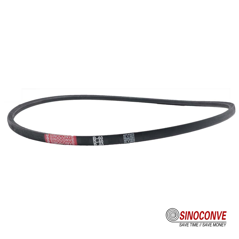 Classical V-belt with the wrapped cover and the size marking on the top face