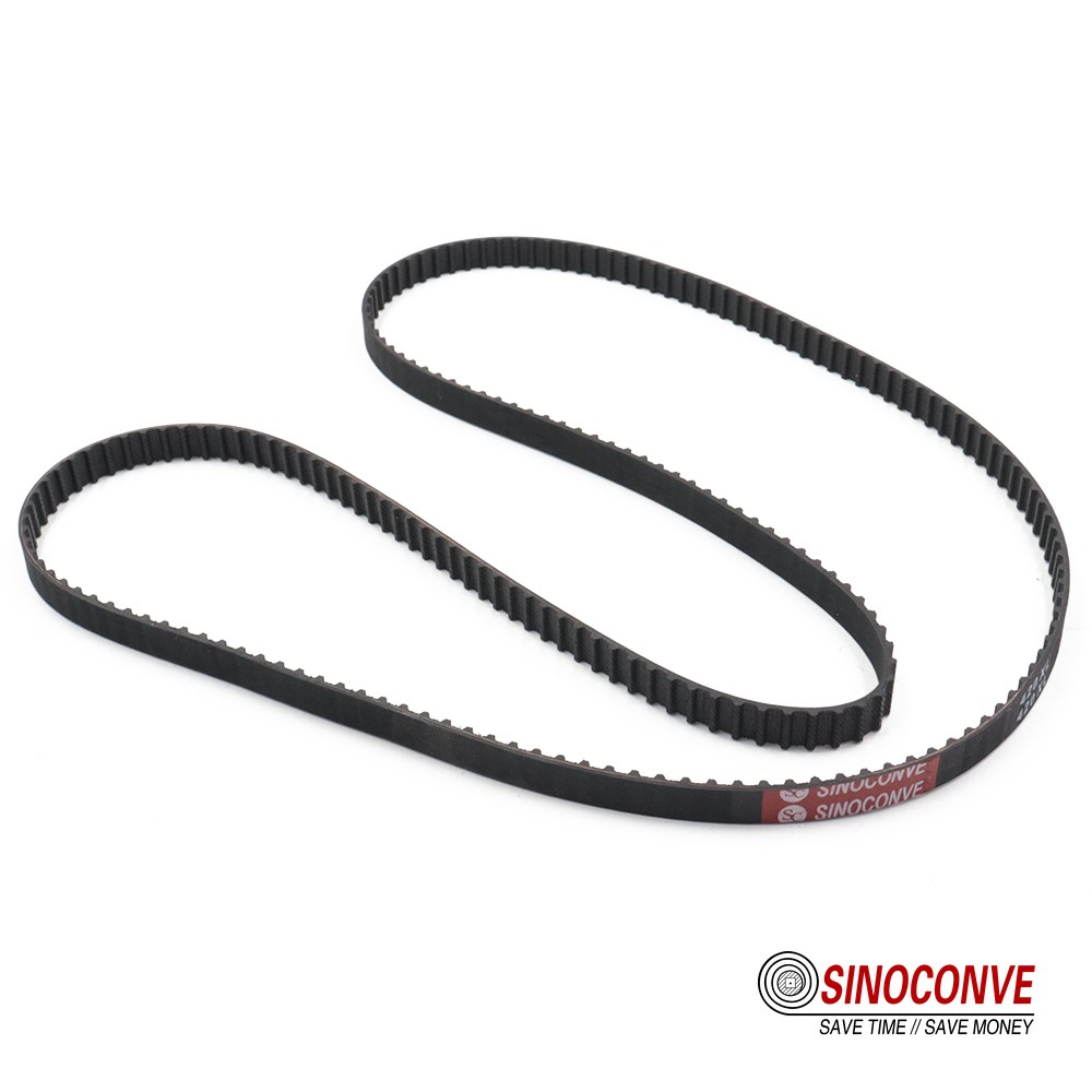 Timing belt showing the tooth profile and the flat back of the belt