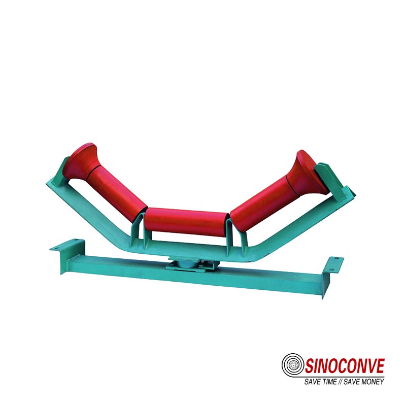 quickly align rollers using a three-roll troughing idler frame