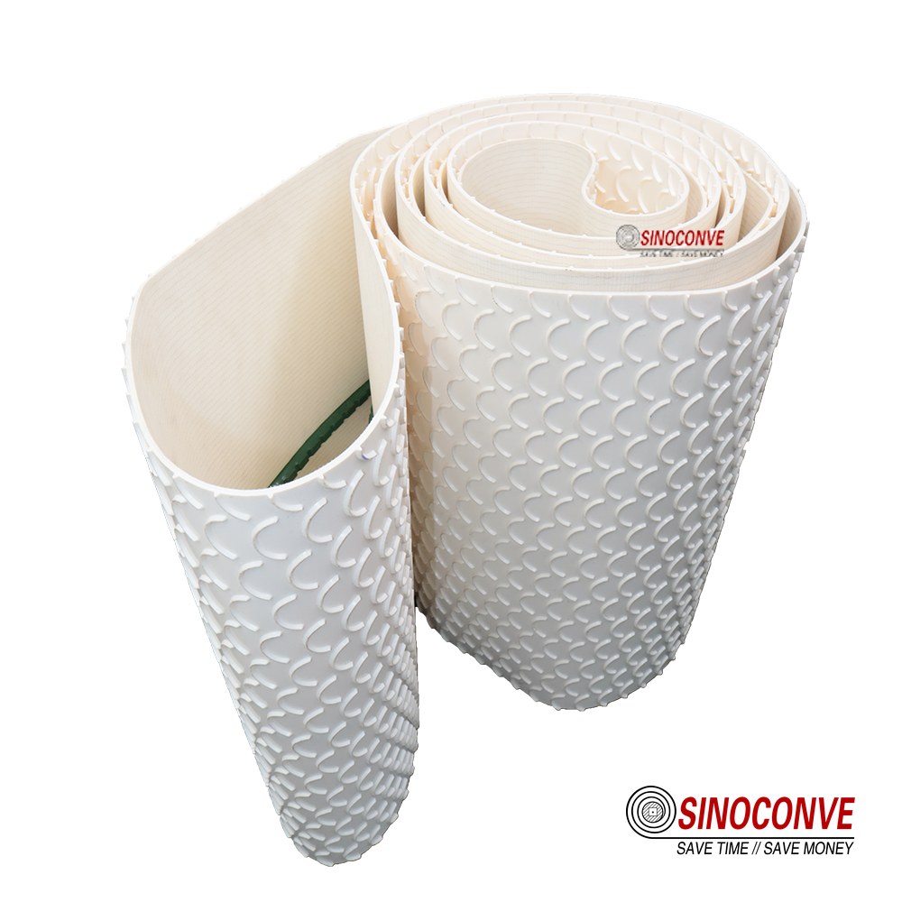 white textured PVC packaging machine belts for product transfer