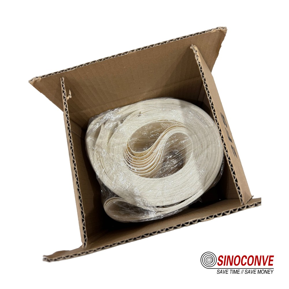 packaging machine belt supplied as a protected endless PVC loop