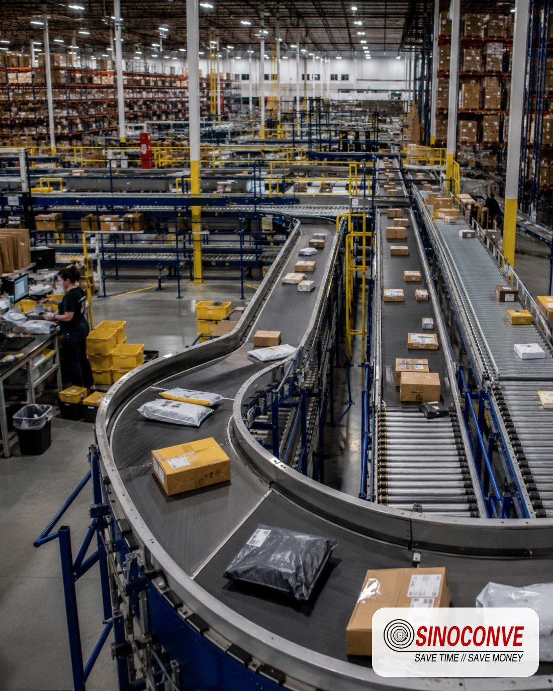 Belt splice joint and drive pulley on a high-cycle warehouse conveyor line