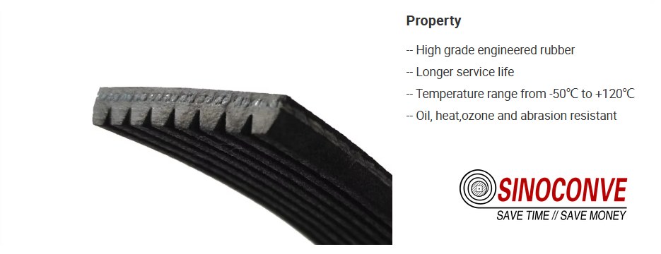 Various V belt sections laid side by side for identification by top width and height