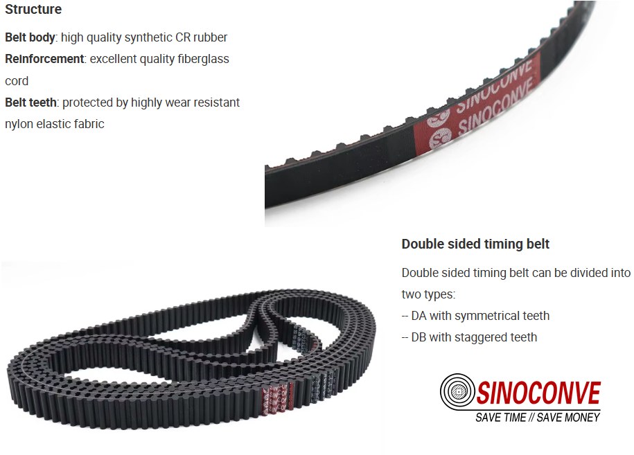 Aramid cord belt laid flat showing cord direction and tooth pitch on a light bench