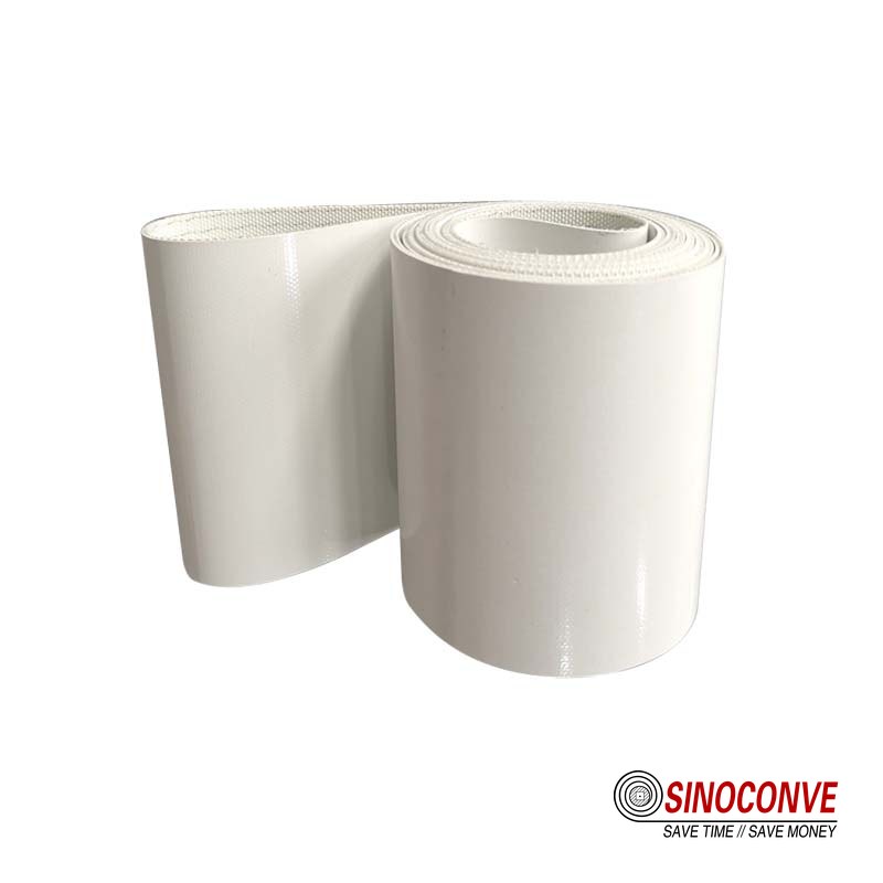 white PVC poultry conveyor belt roll with welded guide profile