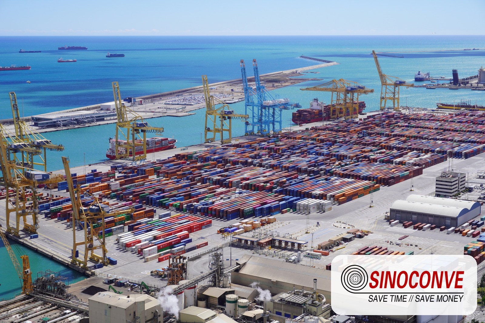 container terminal with ship to shore cranes at a bulk port