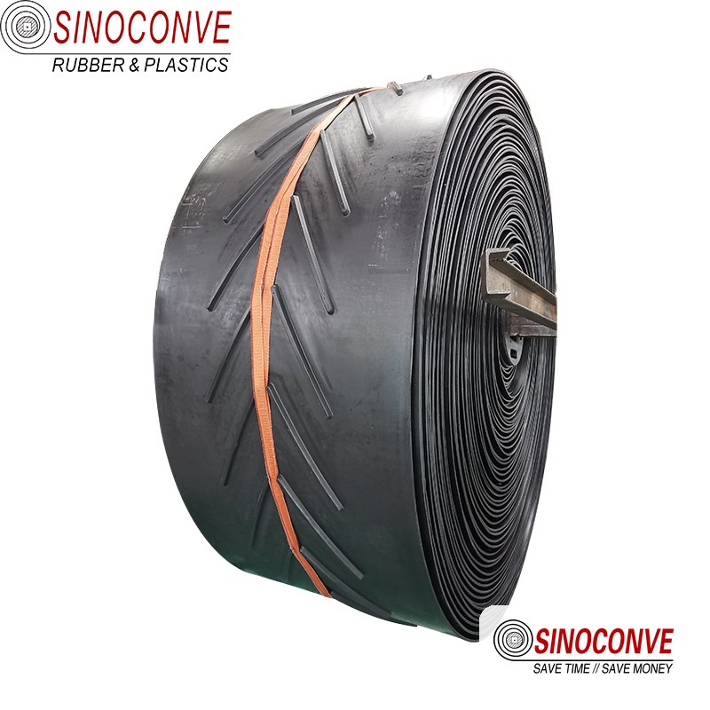 chevron rubber conveyor belt for inclined quarry haulage