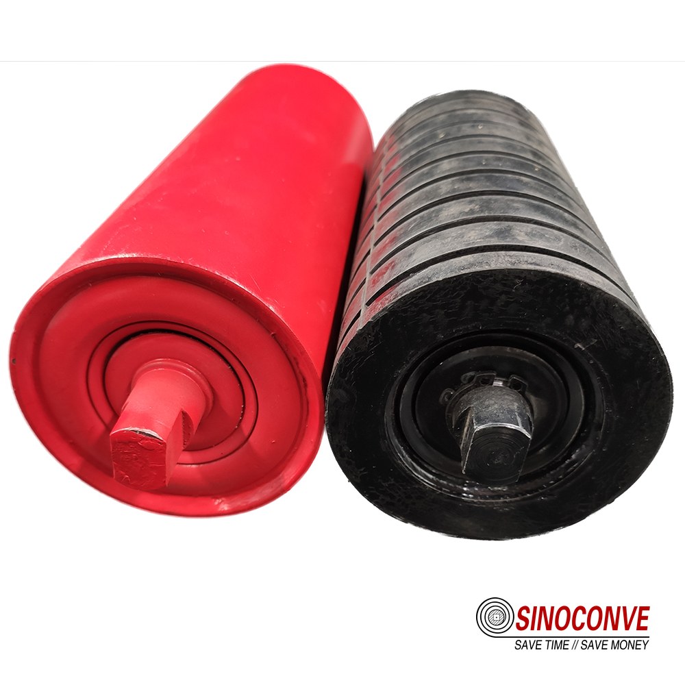 conveyor roller and spiral return roller used in a conveyor cleaning system