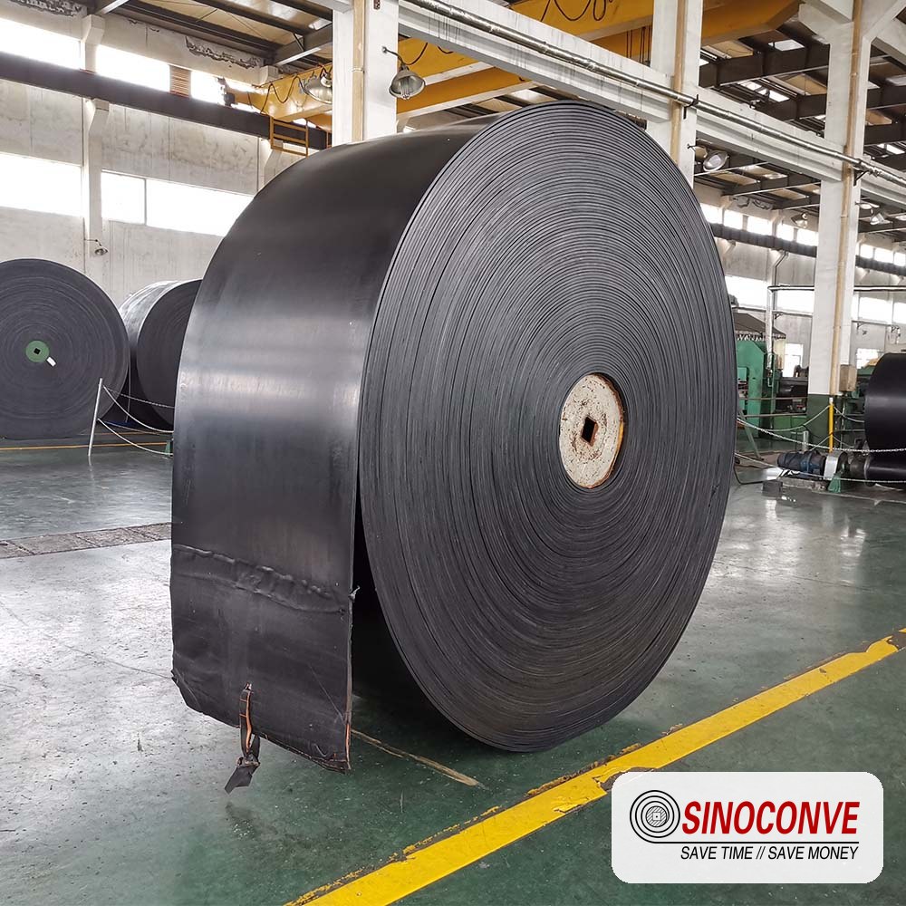 rubber conveyor belt rolls in a factory