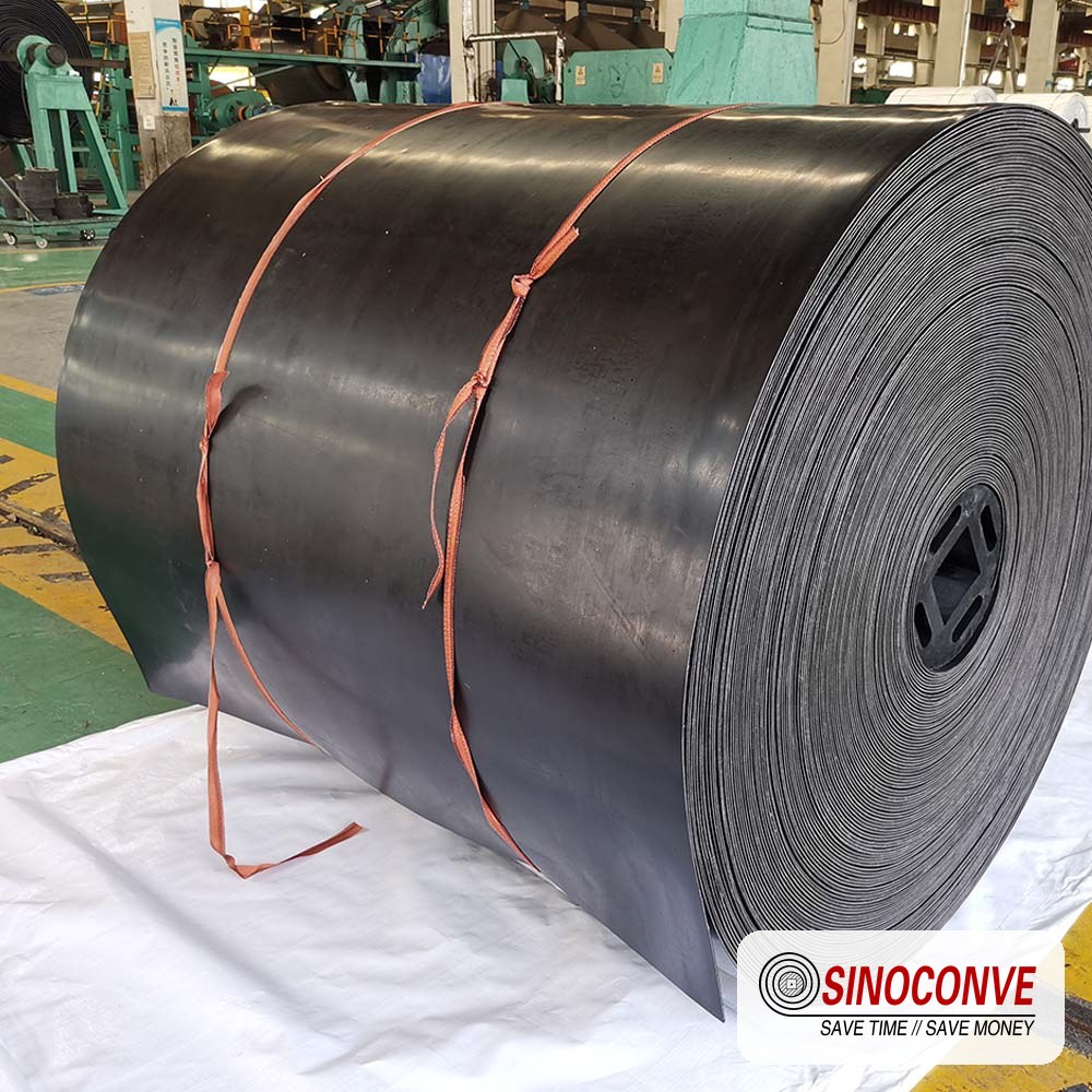 large conveyor belt roll in a warehouse