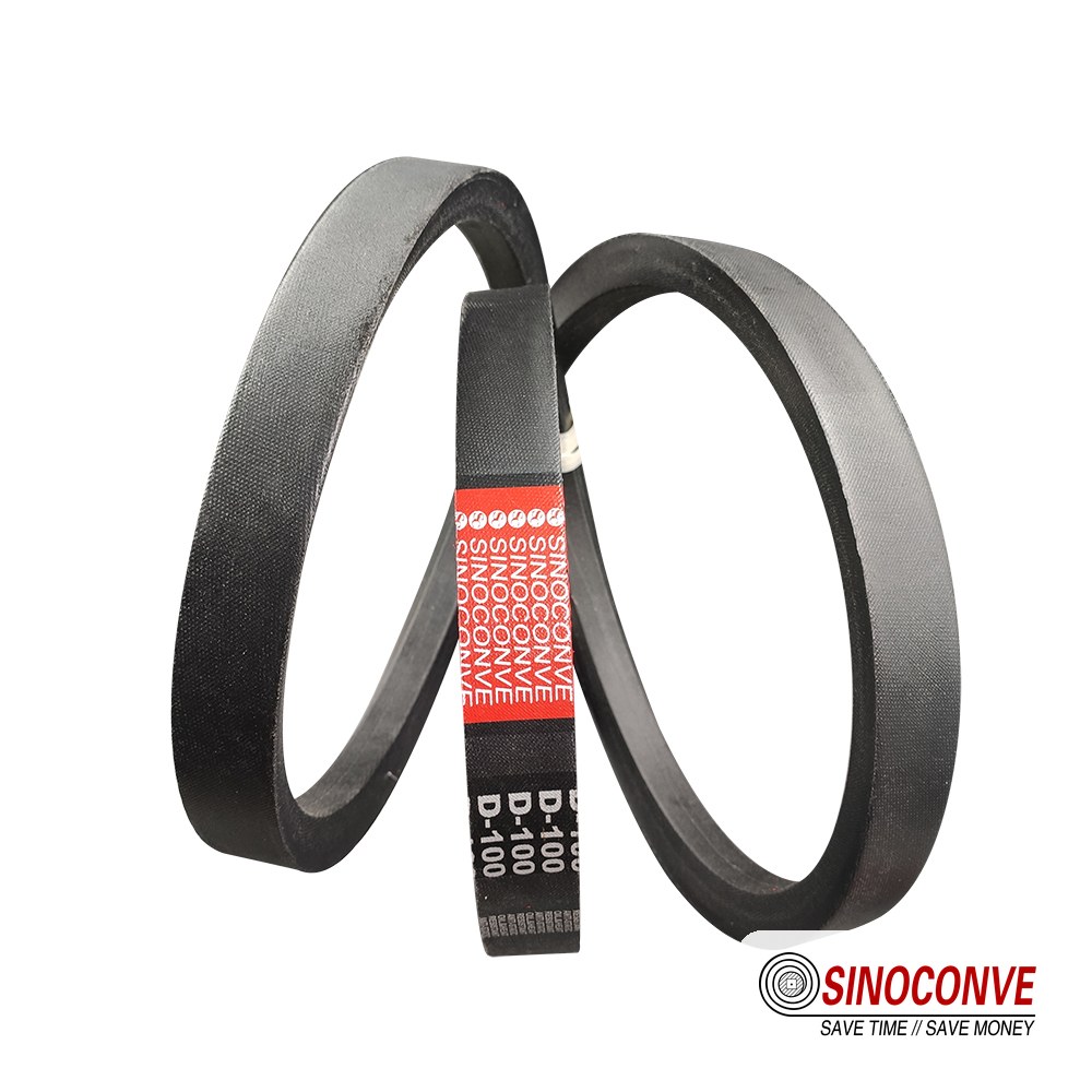 pair of heavy duty V belts showing different cross sections