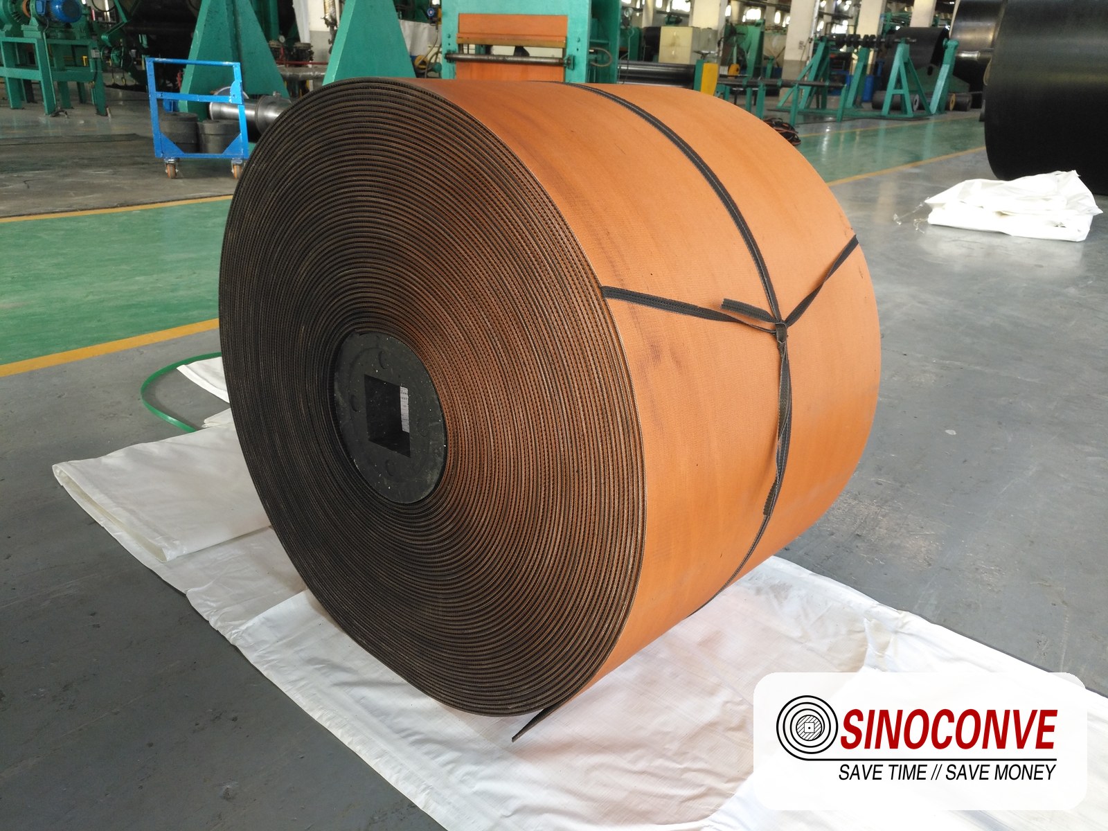 conveyor and drive belts in a factory