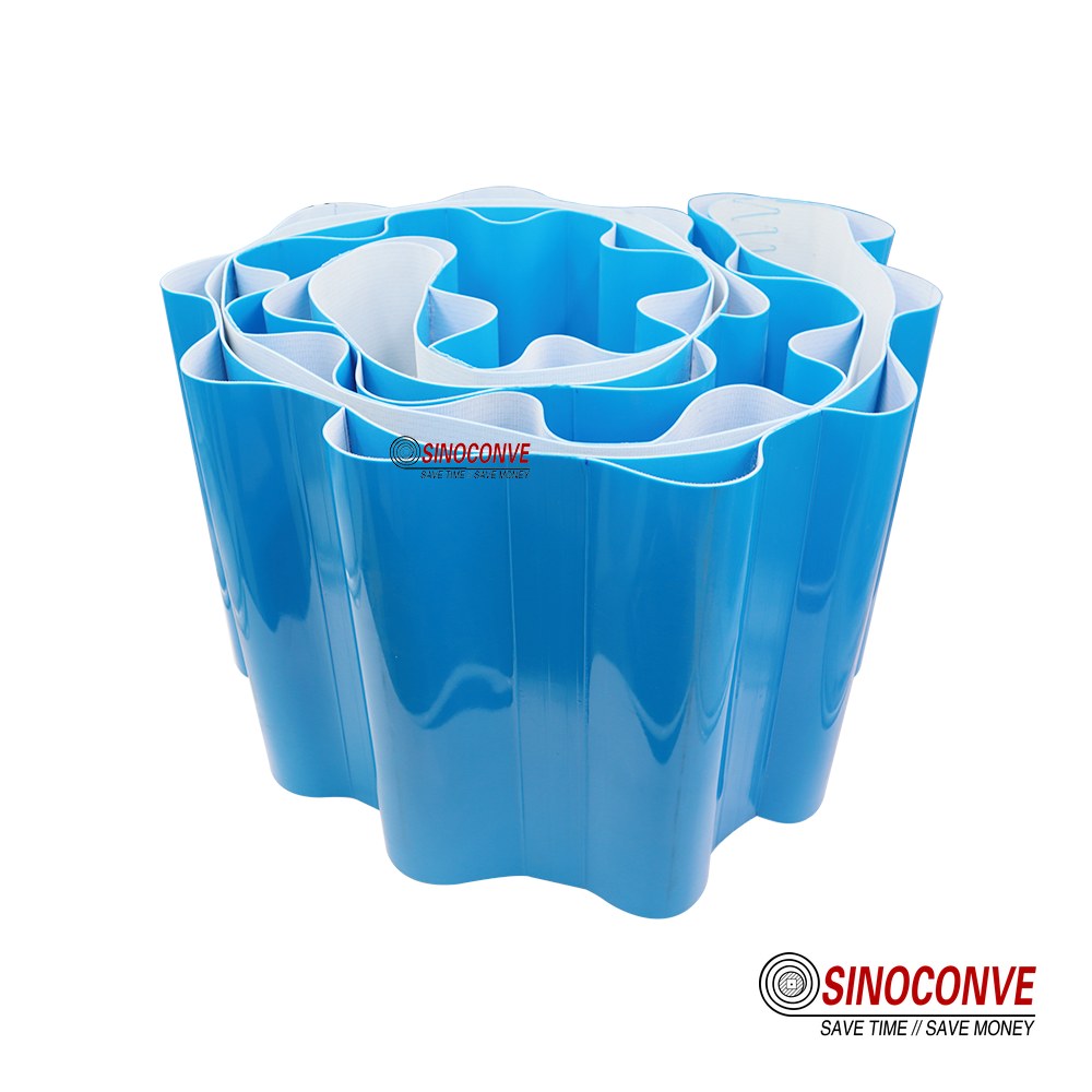 blue PVC belt rolls with wave pattern