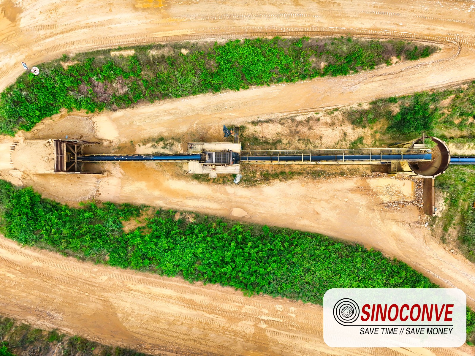 aerial view of a quarry haul road