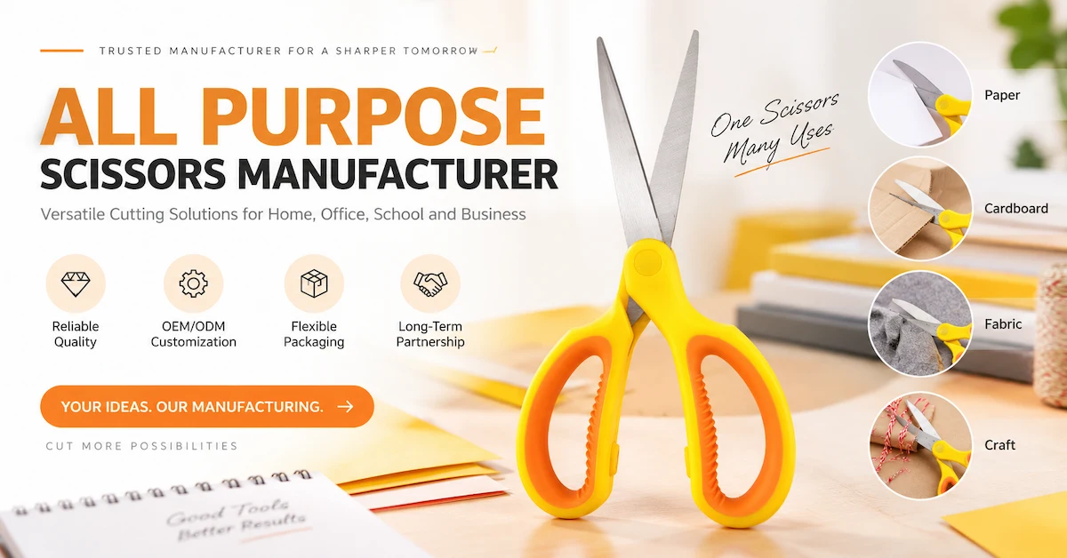 Fabricante de tijeras multiusos: Cómo los compradores B2B evalúan el rendimiento de corte, las opciones OEM y los pedidos recurrentes fiables.