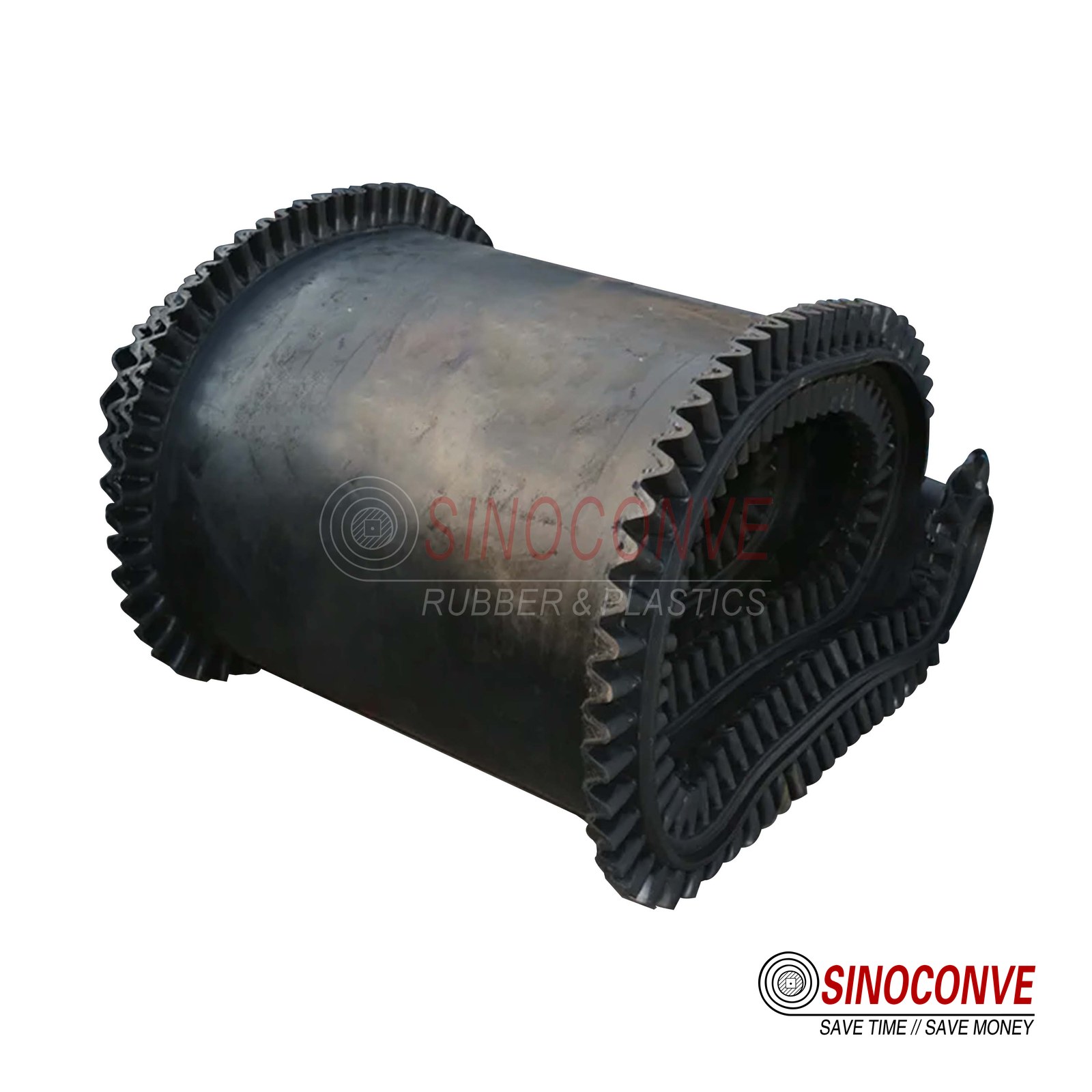sidewall conveyor belt roll in a workshop