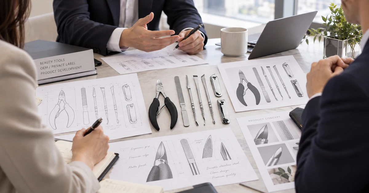 Custom manicure set OEM product design meeting