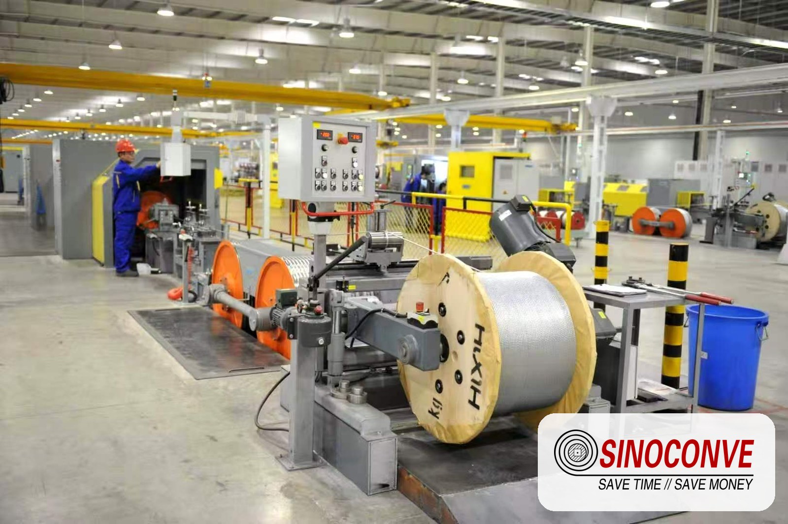 steel cord conveyor belt production line in the factory