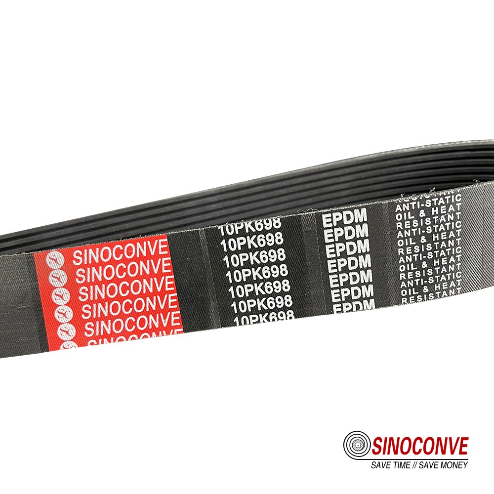 multi rib PK belt with the compound marking printed on the back