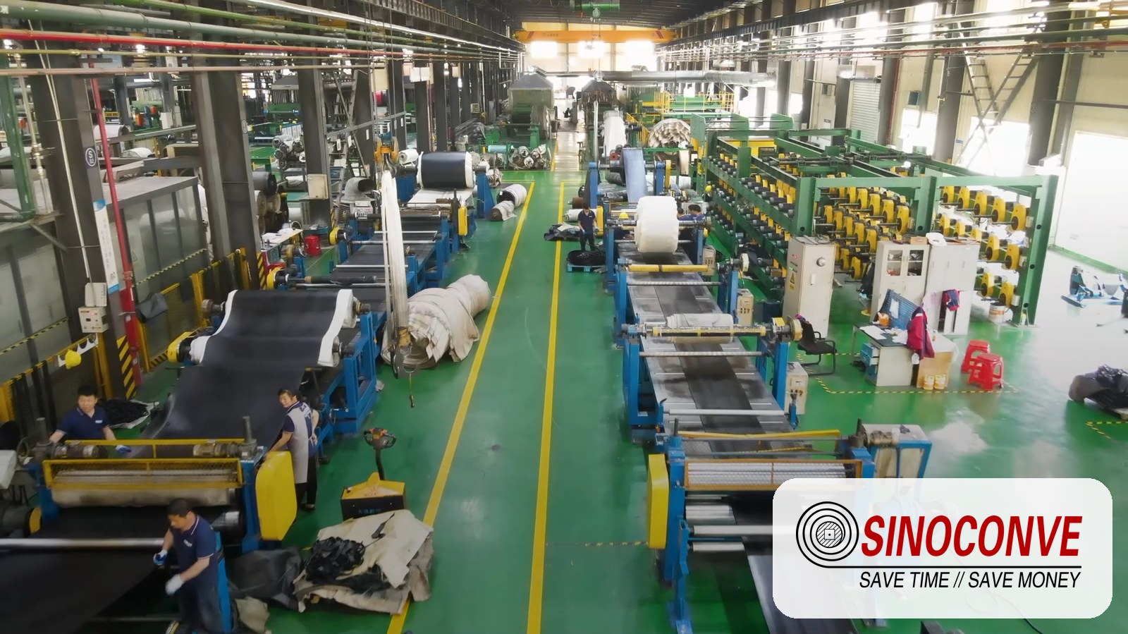 conveyor belt production floor in the factory