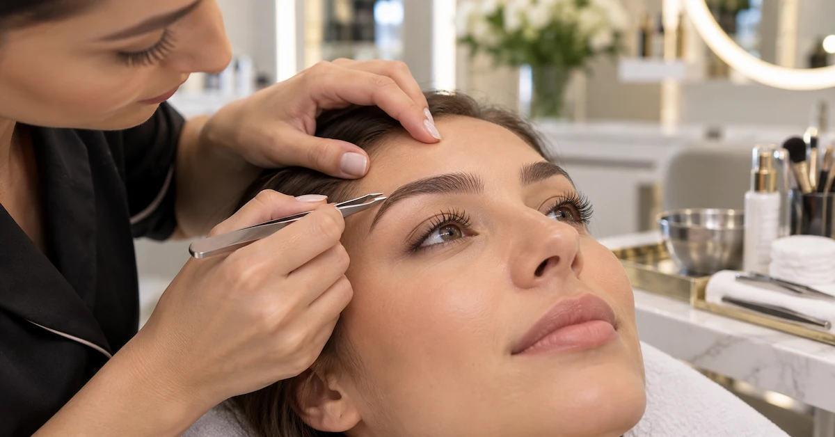 Professional eyebrow tweezers for salon use
