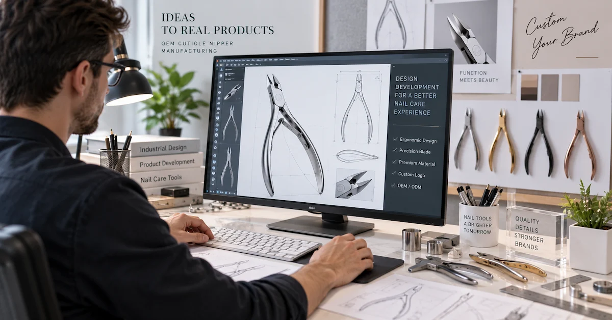 Designer creating OEM cuticle nipper CAD model