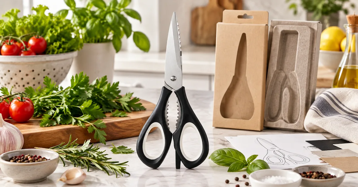 Private label kitchen scissors retail display