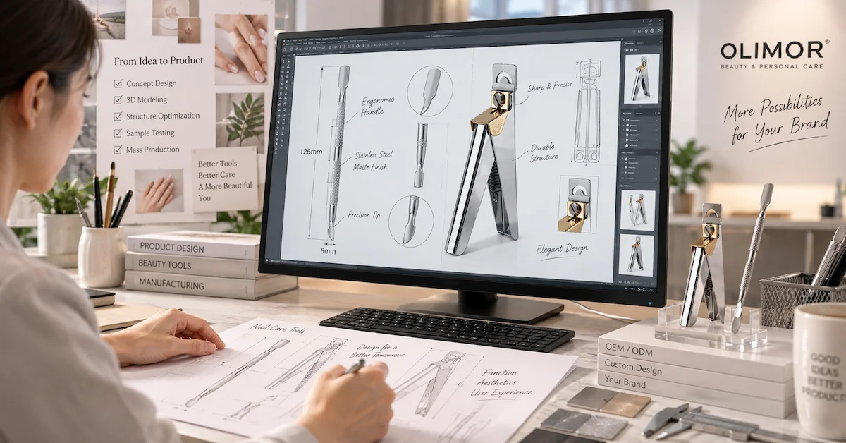 OEM nail care tools design on computer screen