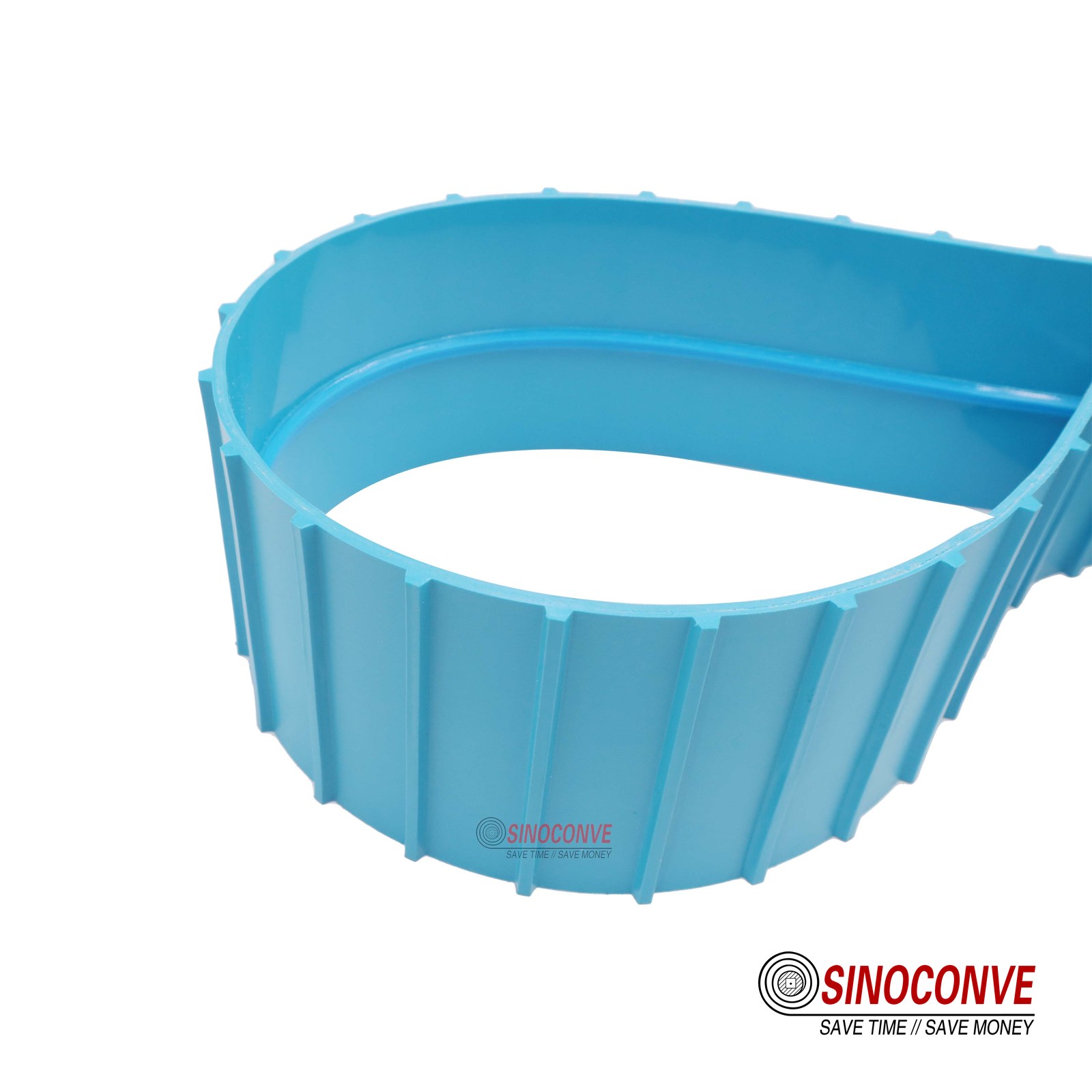 Clean white food grade belt surface on a seafood processing conveyor belt before the shift starts