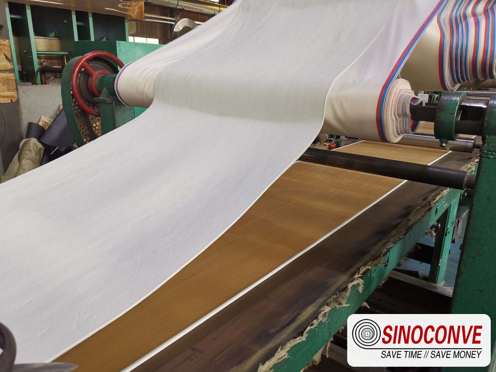 White belt on a salt processing conveyor