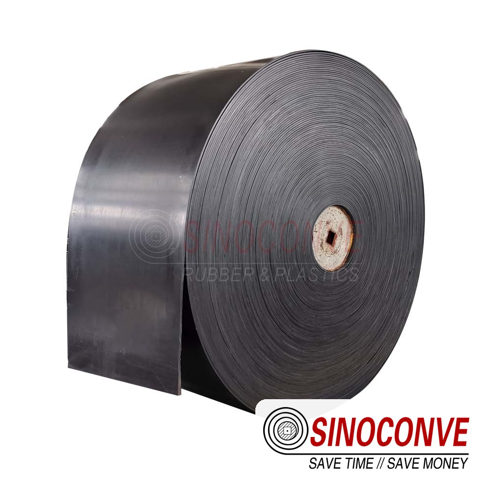 Black EP rubber belt roll for a glass cullet conveyor