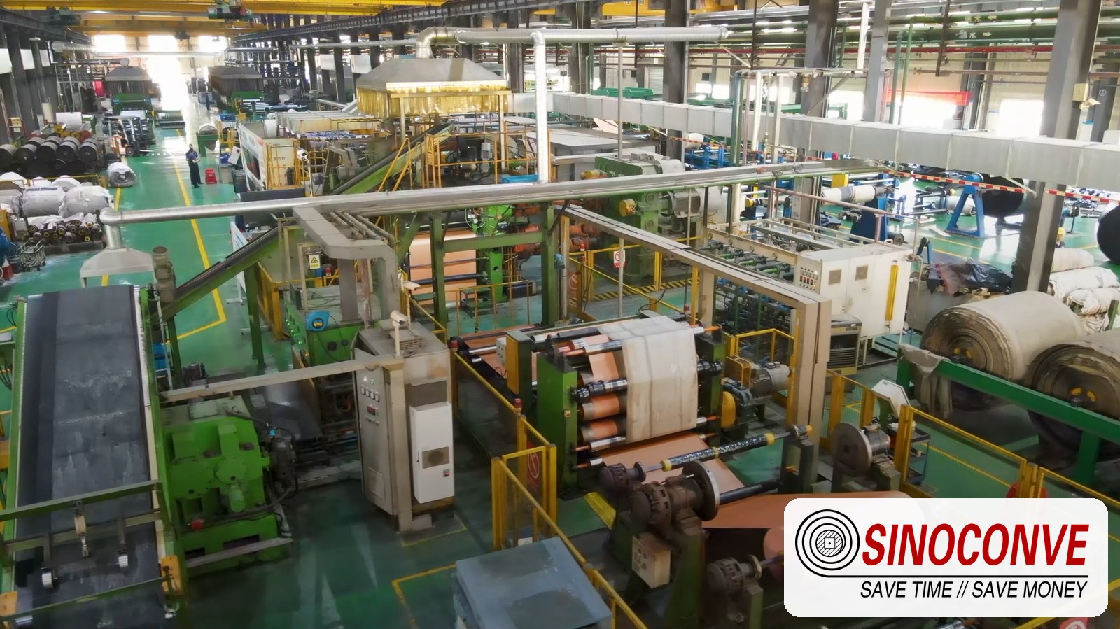 Calendering line for conveyor belt production