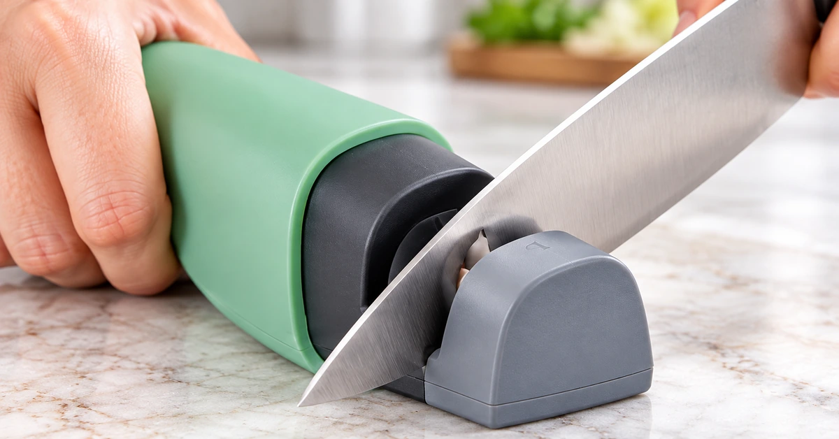 M031 Two Stage Knife Sharpener in Kitchen Use