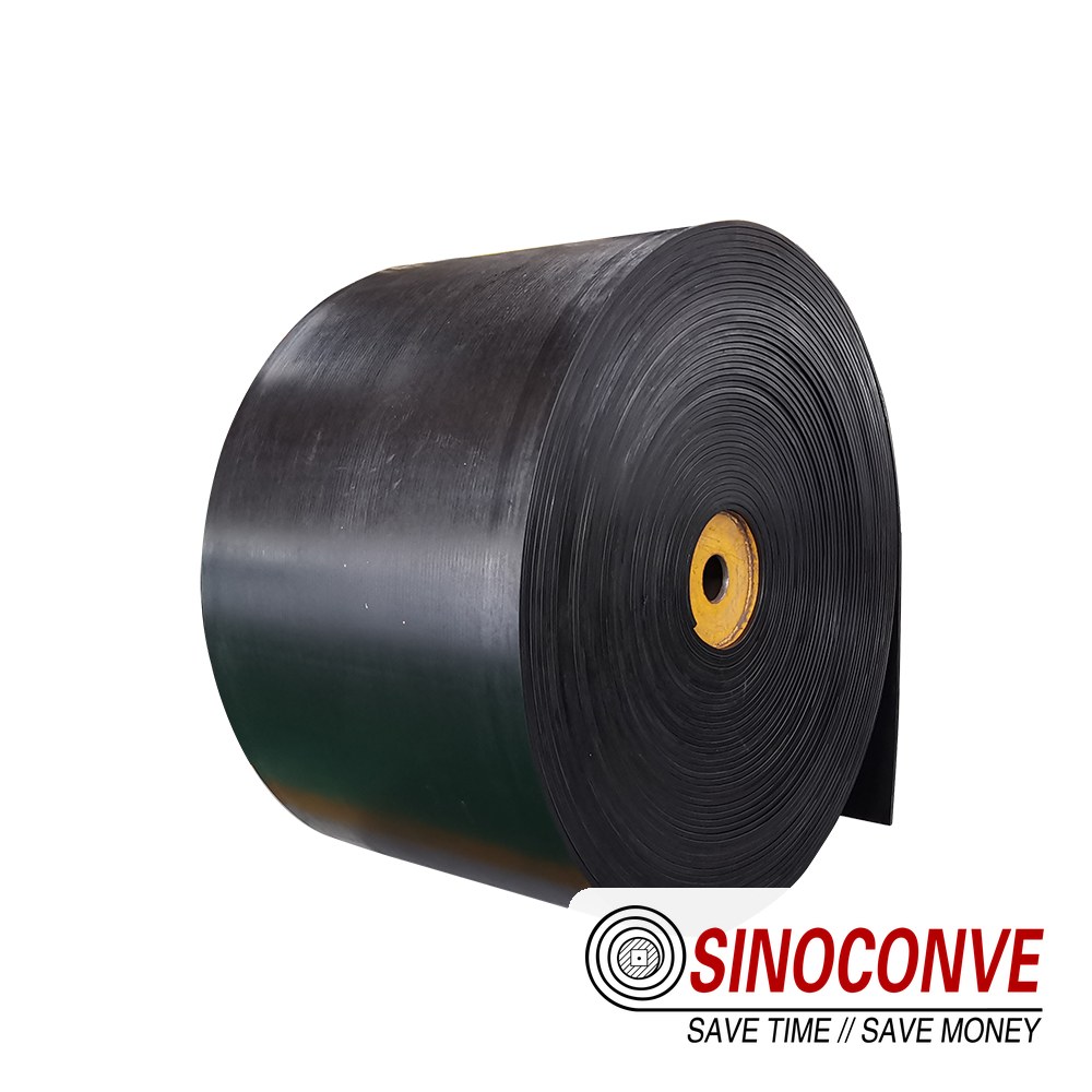 Heavy black rubber belt roll for a bauxite conveyor belt